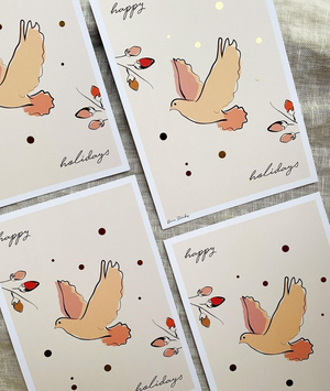 SET OF 4 HAPPY HOLIDAYS CARDS